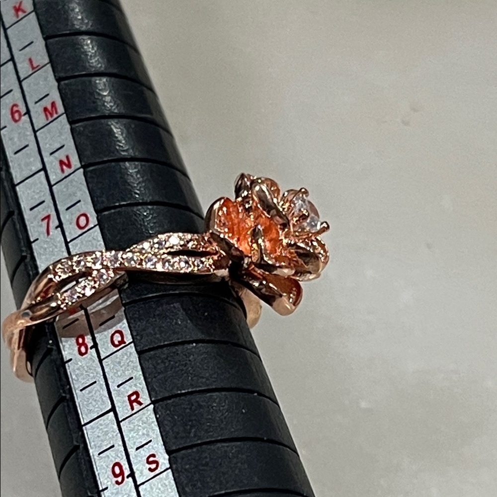 Rose Gold Floral CZ Ring - Picture 7 of 8